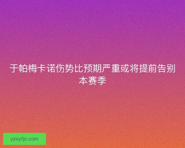 于帕梅卡诺伤势比预期严重或将提前告别本赛季