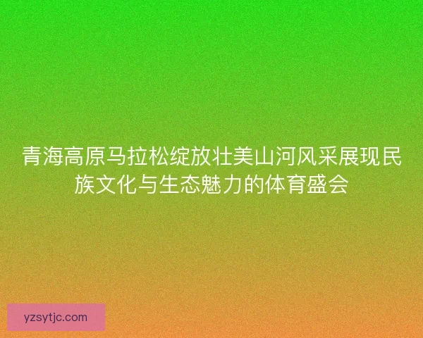青海高原马拉松绽放壮美山河风采展现民族文化与生态魅力的体育盛会