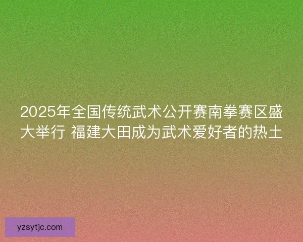 2025年全国传统武术公开赛南拳赛区盛大举行 福建大田成为武术爱好者的热土 2025年全国传统武术公开赛南拳赛区盛大举行 福建大田成为武术爱好者的热土