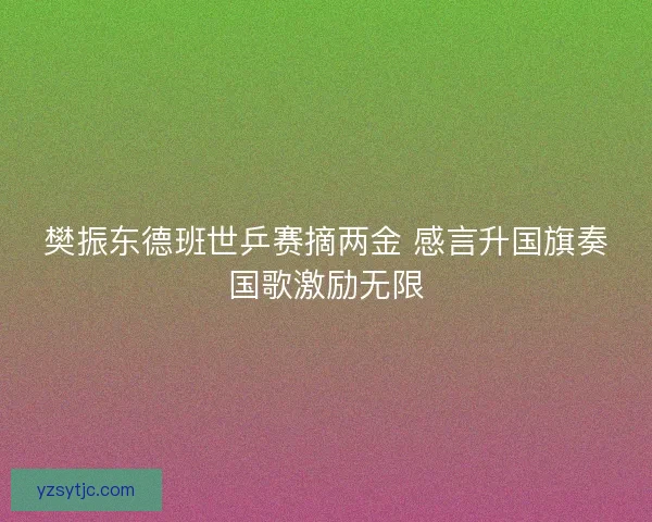 樊振东德班世乒赛摘两金 感言升国旗奏国歌激励无限