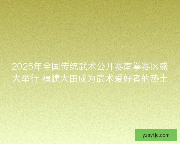 2025年全国传统武术公开赛南拳赛区盛大举行 福建大田成为武术爱好者的热土